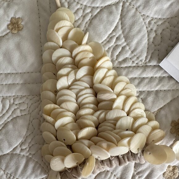 akua Women's Beaded Triangle Bikini Top in Cream - Picture 2 of 5